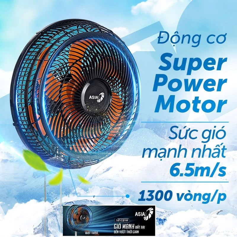 Quạt Treo Asia Turbo LTB1601 model mới VY637890 Công Suất 80w 6 Cánh Siêu Mát Hàng Chính Hãng Bảo Hành 2 Năm