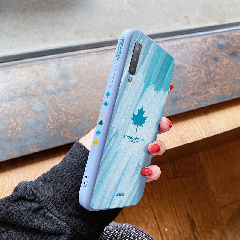Ốp điện thoại chống sốc hình lá phong cho Samsung Galaxy A03S A7 2018 A9 2018 A60 A22 4G A22 5G A6 2018 A6 PLUS 2018