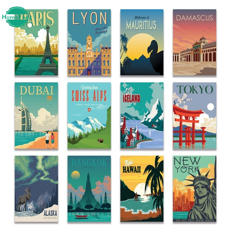 Bộ Tranh Đính Đá 5d Họa Tiết Thành Phố New York Paris London Độc Đáo Kích Thước 30x40cm Diy Dùng Trang Trí Nhà Cửa