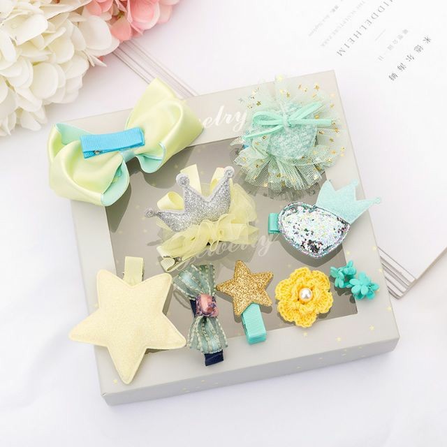 Sỉ 10 set kẹp tóc cho bé kèm hộp