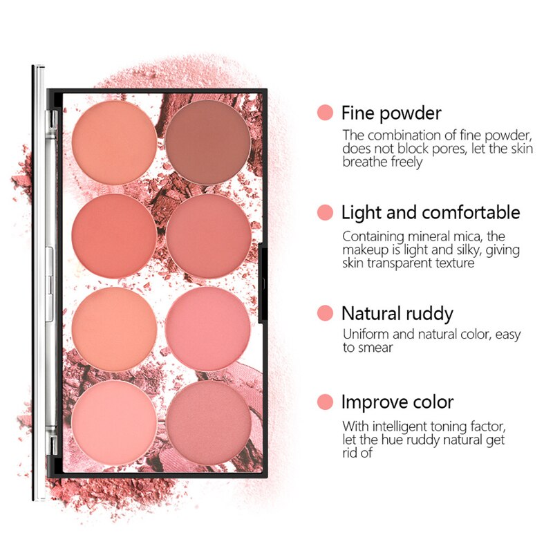 Bảng phấn má hồng MISS ROSE 8 màu dưỡng ẩm tự nhiên lâu trôi cao cấp | BigBuy360 - bigbuy360.vn