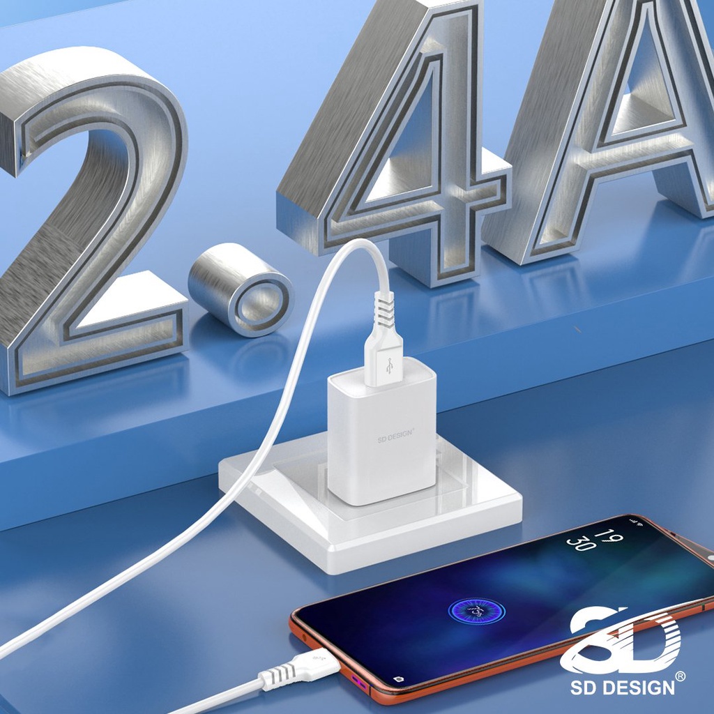 Củ sạc HG88 chính hãng SD DESIGN 2.4A hỗ trợ cho điện thoại i p h o n e Samsung Oppo Xiaomi Pin Dự Phòng