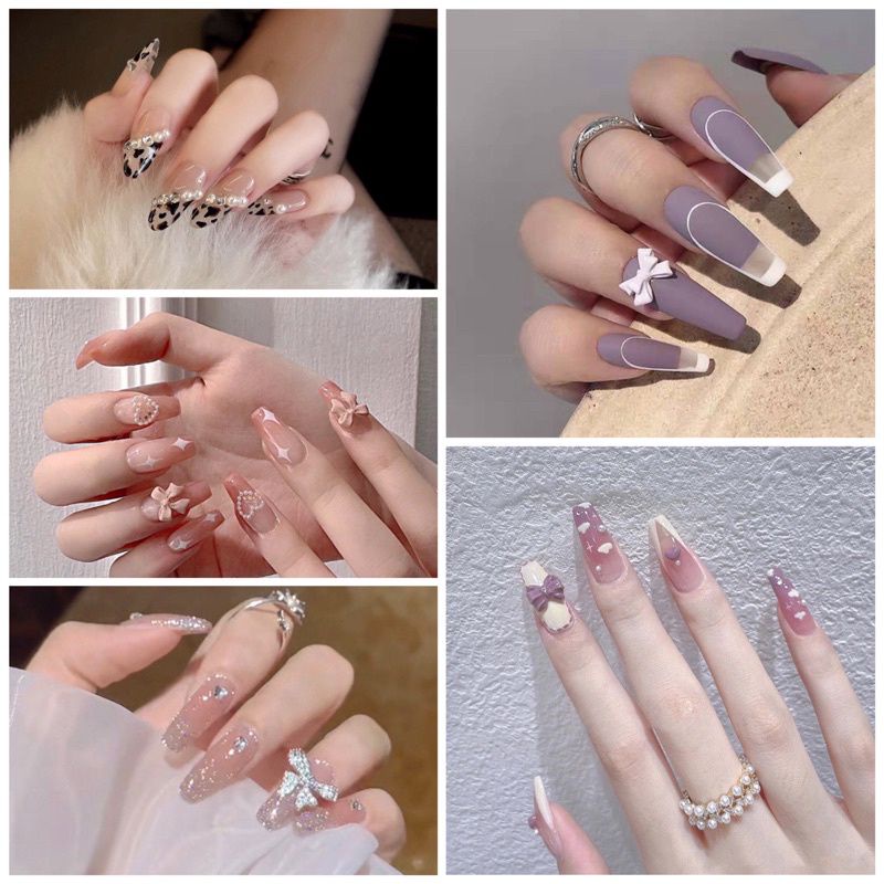móng giả 24 móng ( kèm keo dán ) , móng giả tái sử dụng