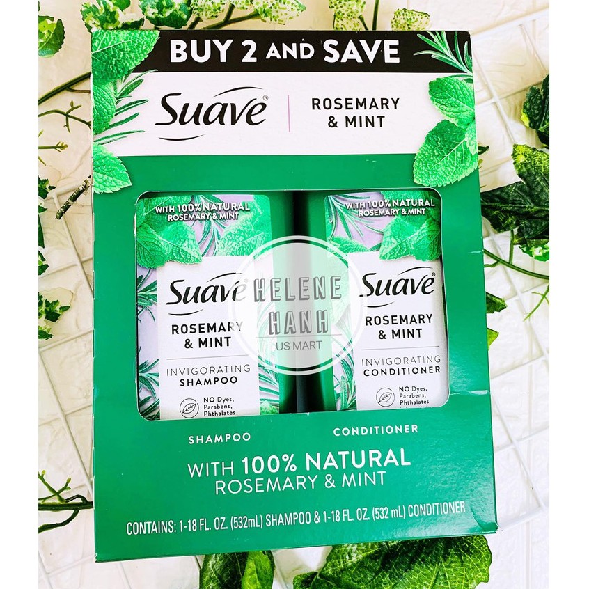 [Bill US] Set Dầu Gội - Xả Suave Professionals Rosemary + Mint (532ml)