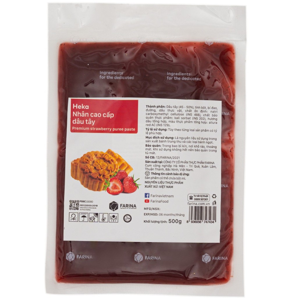 Heka dâu tây 0,5kg -Nhân trung thu thịt quả cao cấp FARINA