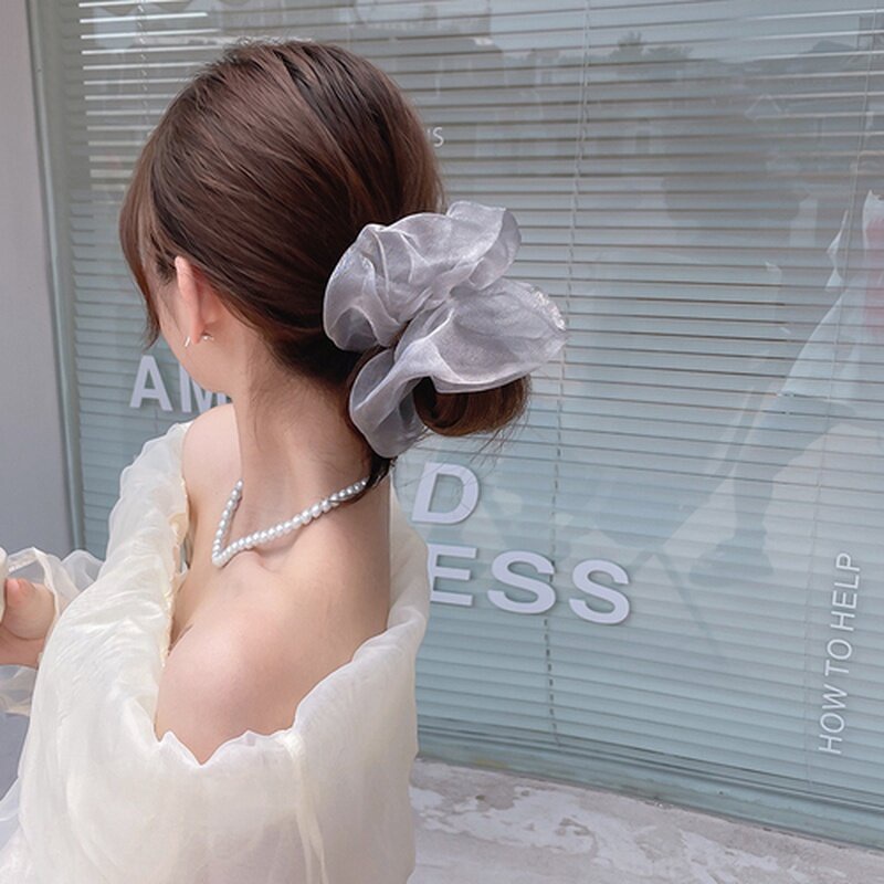 Dây Buộc Tóc Cao Su Co Giãn Đính Đá Hình Hoa Thời Trang Hàn Quốc