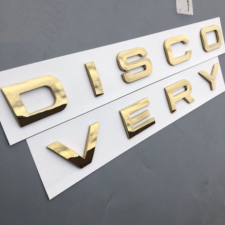 Decal Tem Chữ Discovery 3D Dán Trang Trí Ô Tô - Màu Vàng