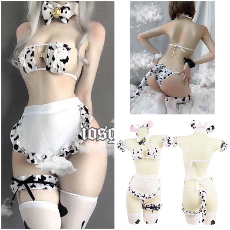 Cosplay bò sữa sexy 2 mảnh - bộ đồ lót gợi cảm lingerie nội y cô gái Hà Lan
