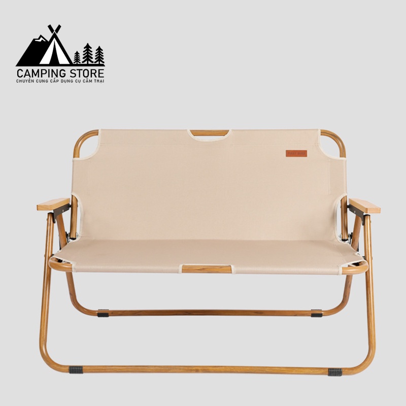 GHẾ ĐÔI DÃ NGOẠI GẤP GỌN TẢI TRỌNG 180KG- GHẾ ĐÔI GỖ SỒI CAO CẤP CÓ TAY VỊN- GHẾ CẮM TRẠI DU LỊCH