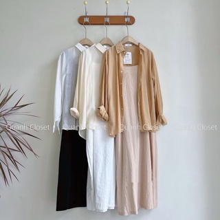 Set đầm hai dây kèm sơ mi