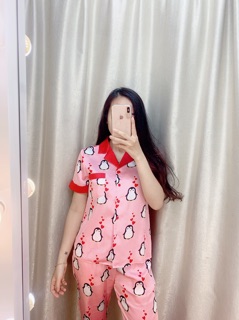 BỘ NGỦ CHẤT LỤA CỔ PHA TAY NGẮN QUẦN dài