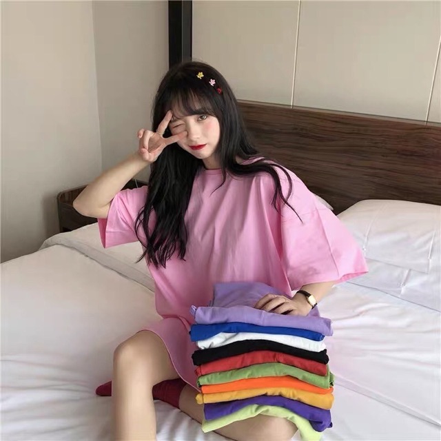 [FREESHIP] Áo Thun Trơn 💖 Tay Lỡ Form Rộng Unisex Nam Nữ 💖 Phong Cách Ulzzang Hàn Quốc Trơn Màu - Hannah Shop