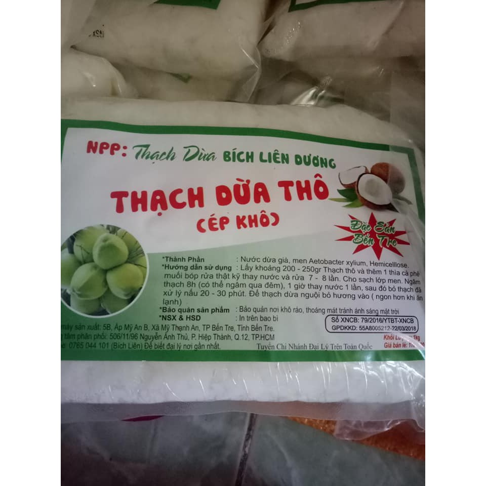 Giá sỉ 3Kg Thạch dừa loại 12Ly ép thô  tặng hương dừa