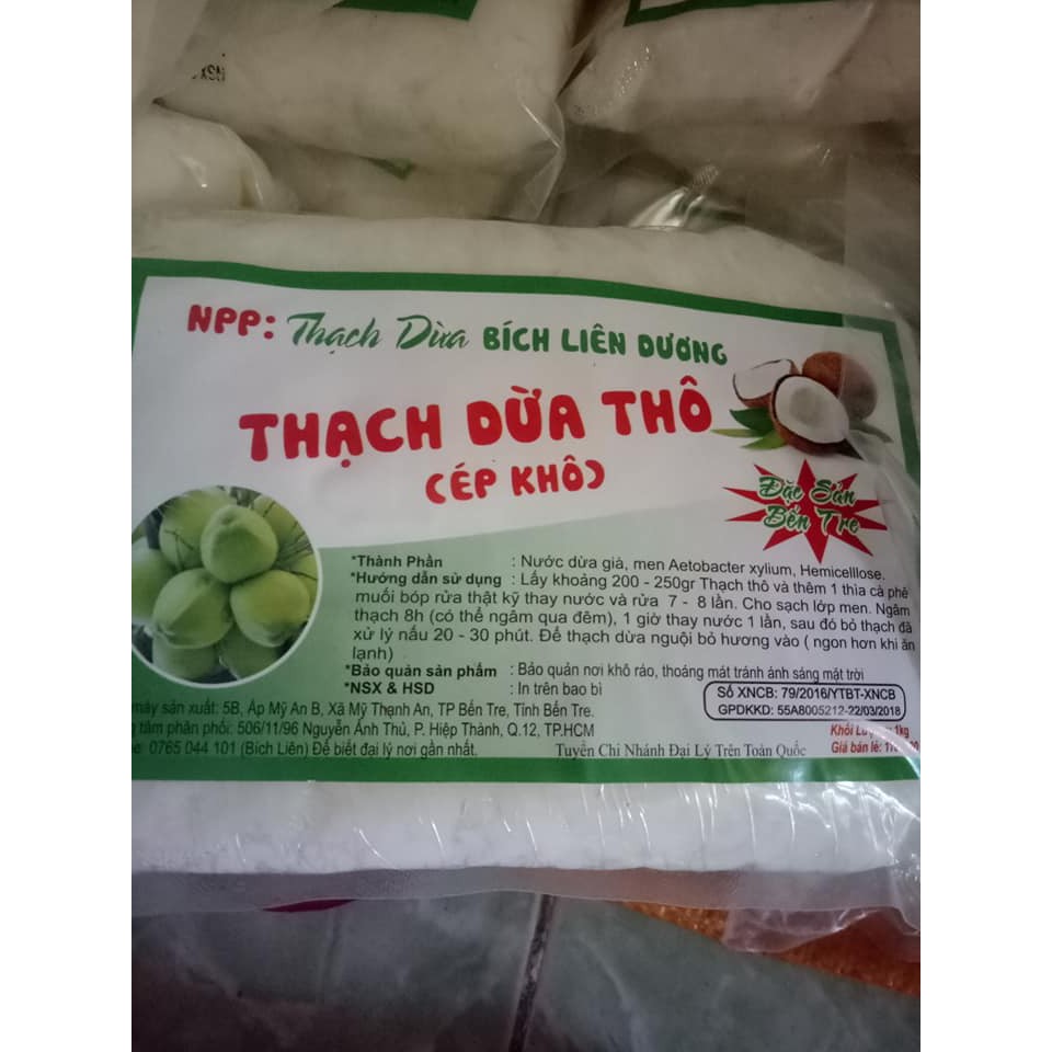 Giá sỉ 3Kg Thạch dừa loại 12Ly ép thô (thô) tặng hương dừa