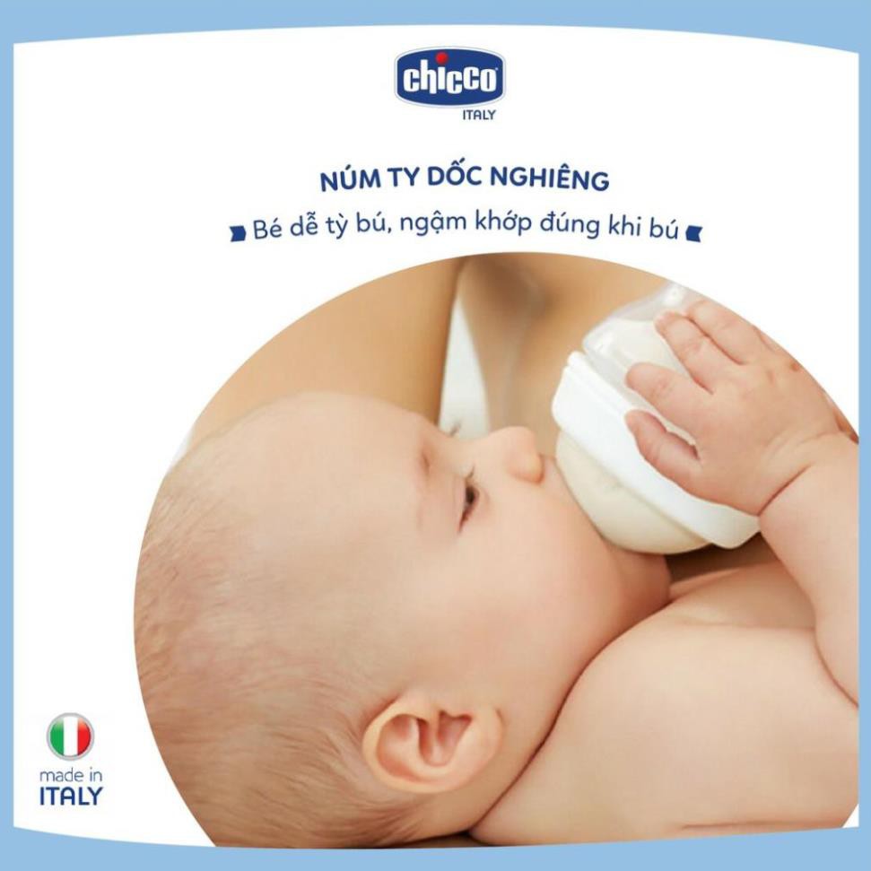 Bình sữa núm nghiêng Pisa Natural Feeling 2M+ Chicco 250ml