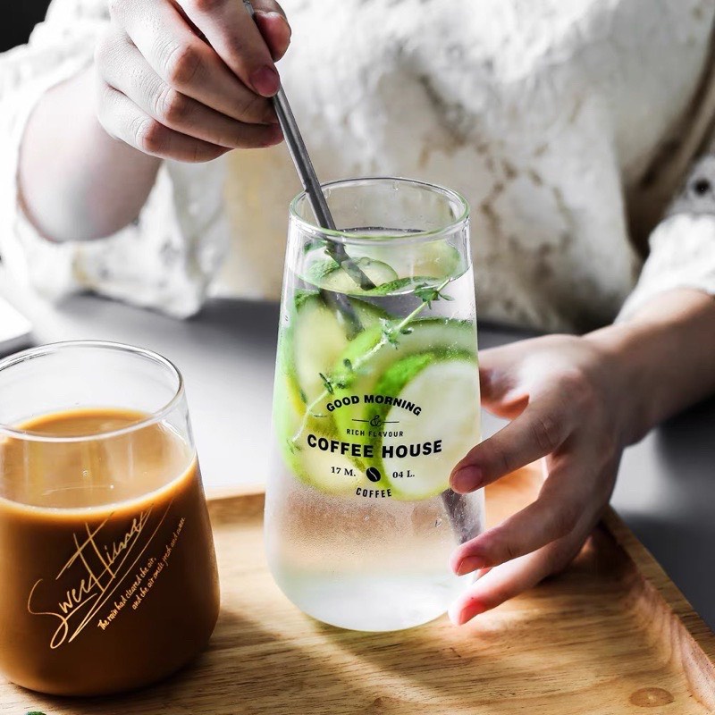 Ly thủy tinh/ Cốc thủy tinh chịu nhiệt cao cấp COFFEE HOUSE dáng cao