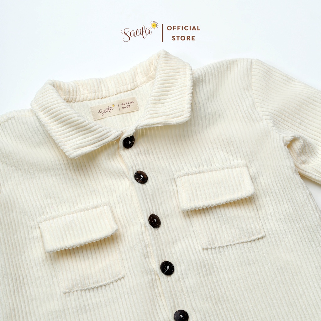 Áo Khoác Nhung Tăm Dáng Rộng Phong Cách Hàn Quốc Cho Bé - PIQUE COAT - CDC003 - SAOLA CLOTHING