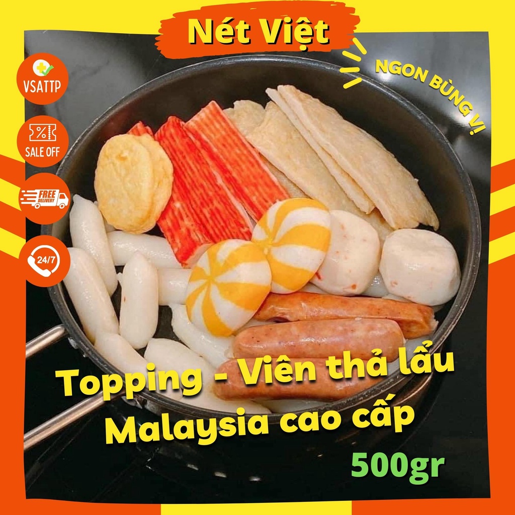 Set Lẩu Tokbokki Phô Mai Topping Viên Thả Lẩu Malaysia, Khay 500gr đủ cho 2 người