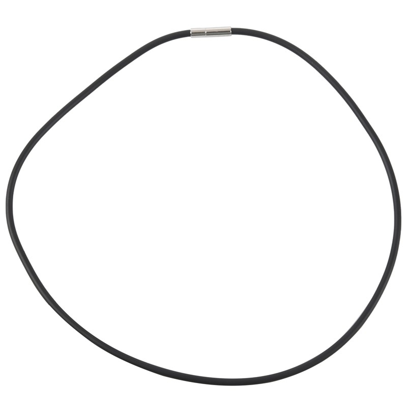 3Mm Black Rubber Cord Necklace with Stainless Steel Closure - 18 Inch