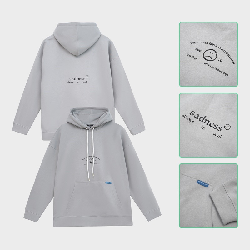 Áo khoác hoodie trùm đầu nỉ bông BASIC NASS