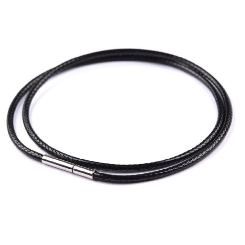 Vòng cổ nam nữ dây sáp, dây cao su khoá inox tròn màu trắng bền đẹp