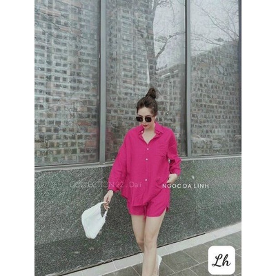 Sét bộ Áo sơ mi đũi dài tay nhiều màu quần đùi cá tính