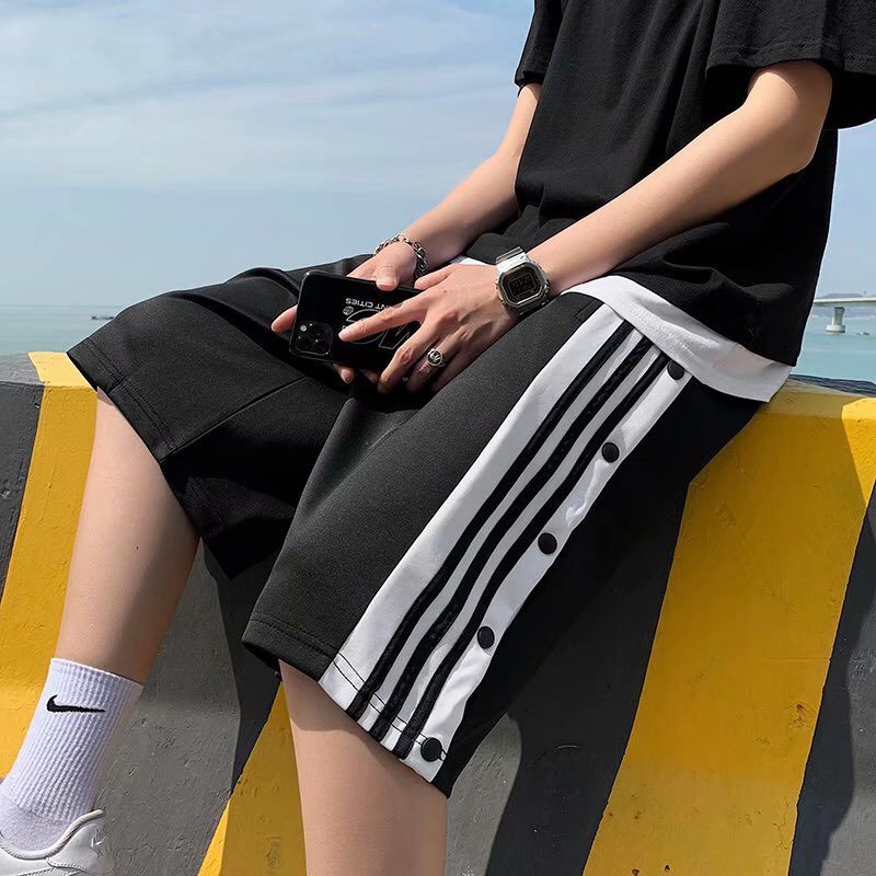 Quần short cúc bấm ống rộng dáng lửng unisex thời trang Hàn Quốc n7official | BigBuy360 - bigbuy360.vn