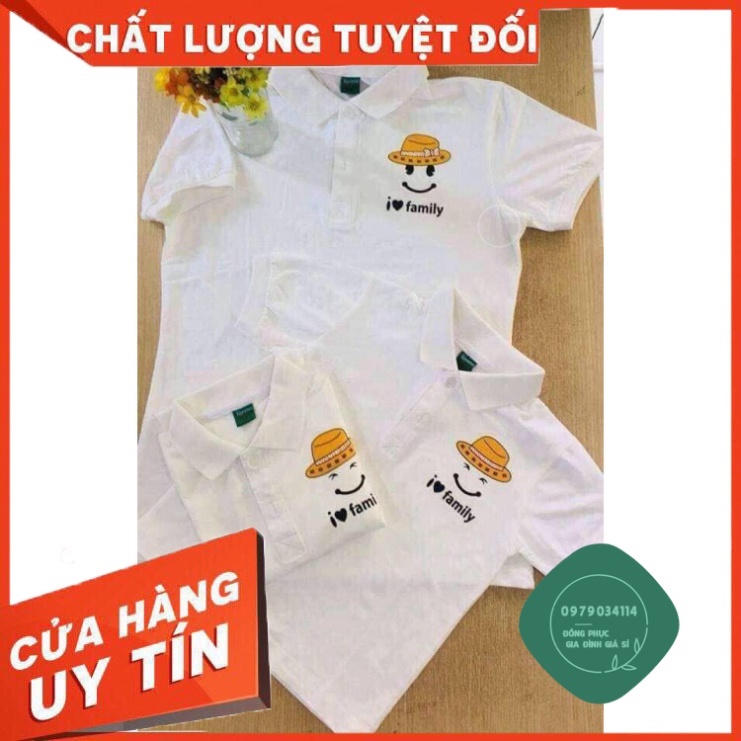 Áo thun giá sỉ Áo gia đình 3 4 5 người đồng phục polo {Full size}Áo thun , áo phong gia đình có cổ - MẶT CƯỜI (hình thậ