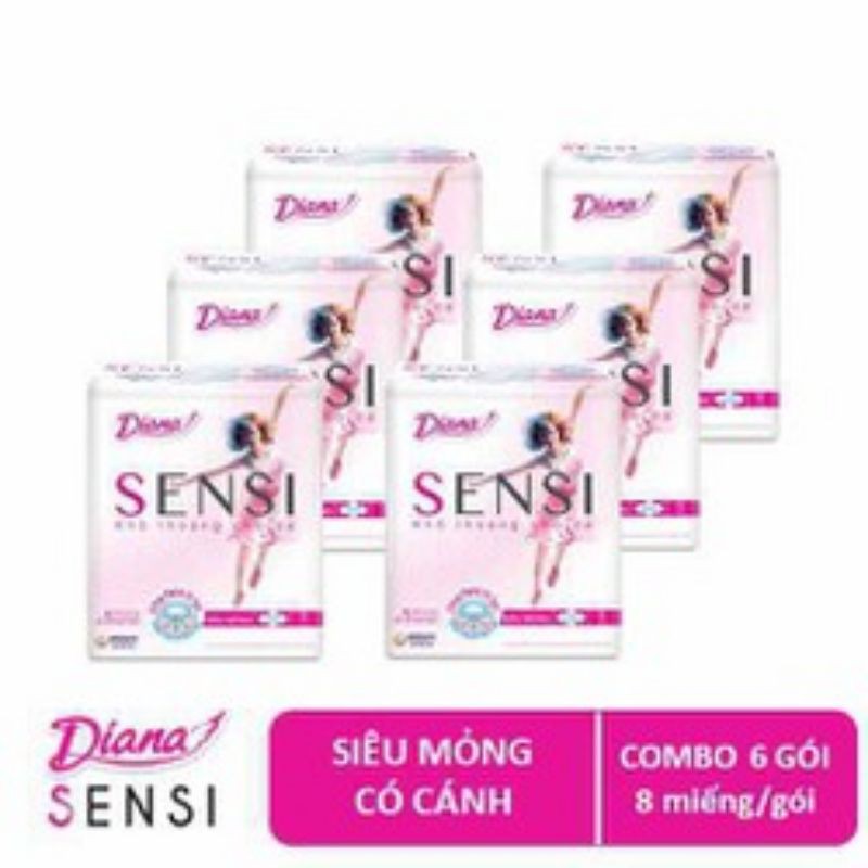 1 thùng 48 gói Diana Sensi cool Fresh mỏng cánh/không cánh
