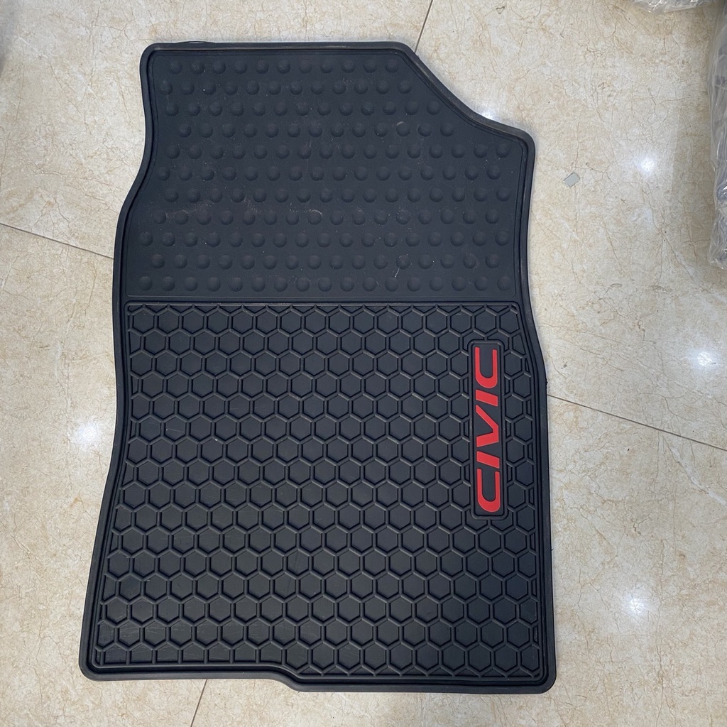 Lót Sàn Cao Su Xe Honda Civic 2018 đến 2021- Màu đen chữ đỏ, Cao Su Đúc Ko Mùi