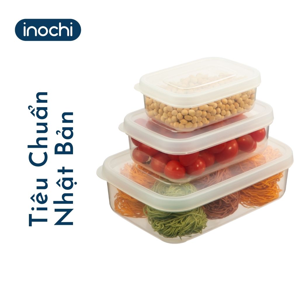 Bộ 3 hộp nhựa đựng thực phẩm INOCHI Hokkaido hình chữ nhật có nắp đậy an toàn 500ml - 2500ml