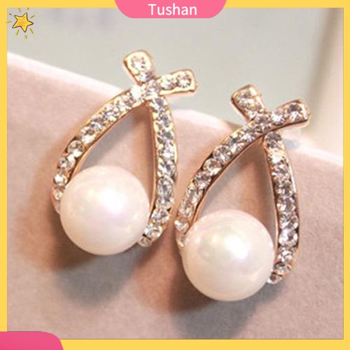 Đôi bông tai đính ngọc trai nhân tạo thời trang cho nữ