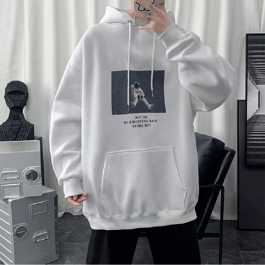 Áo mũ Hoodie Unisex Phi Hành Gia Phong Boutique form rộng 2 màu nỉ bông cặp đôi nam nữ Oversize Ulzzang thu đông | BigBuy360 - bigbuy360.vn