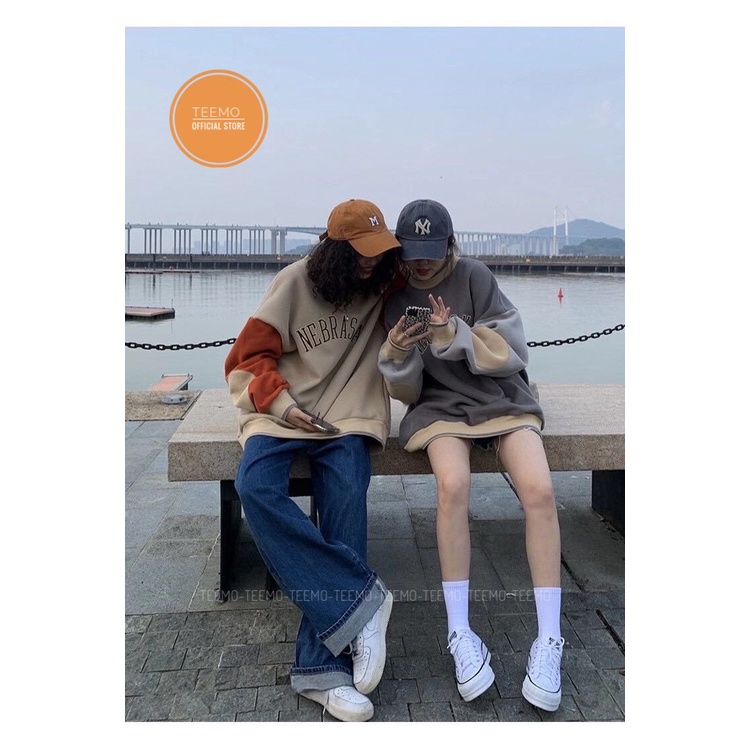 Áo sweater phối màu tay,áo nỉ unisex nam nữ chất dày dặn thu đông 2110A03 (Có sẵn/ảnh thật) | BigBuy360 - bigbuy360.vn