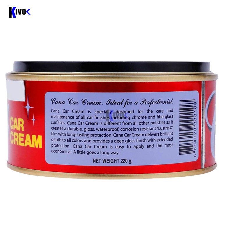 Kem Đánh Bóng Xe Máy / Ô Tô Cana Car Cream Thái Lan Hộp 220g - Làm Sạch Mọi Bề Mặt / Xóa Trầy Xước / Xi Đánh Bóng Sơn Xe