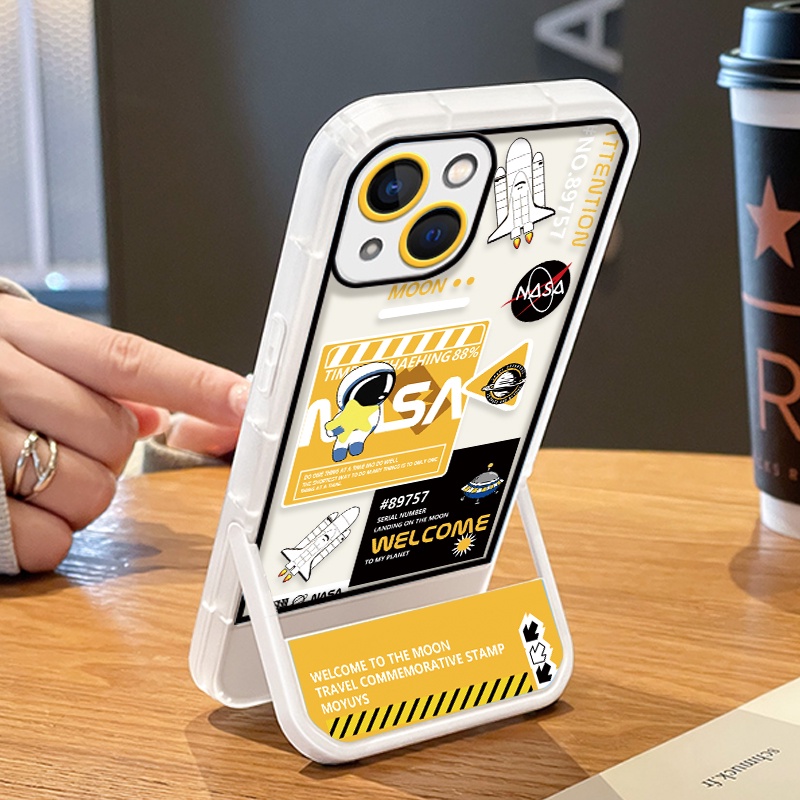 Ốp Điện Thoại TPU Dẻo Trong Suốt Họa Tiết Phi Hành Gia Kèm Giá Đỡ Cho IPhone 12 11 13 Pro MAX X XS MAX XR 6 6S 8 7 Plus SE 2020