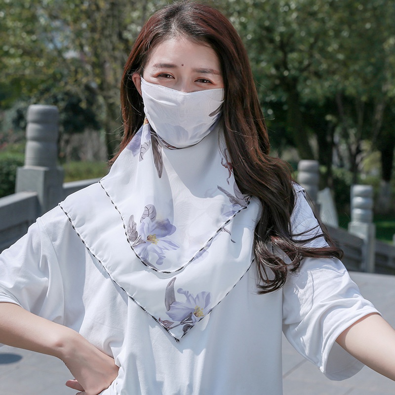 Khẩu Trang Lớn Che Mặt Chống Tia Cực Tím Bằng Vải Voan In Hoa Có Thể Giặt Và Tái Sử Dụng