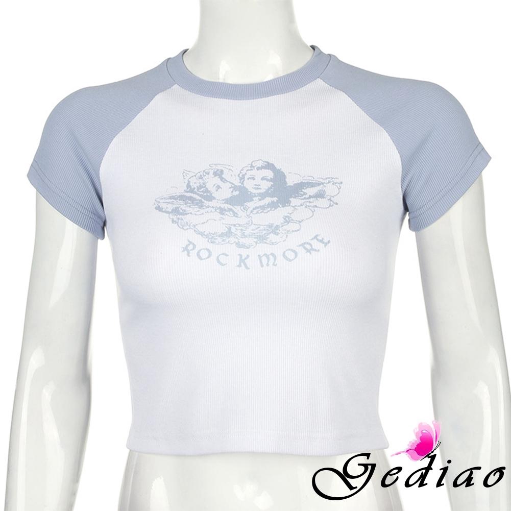 Áo CropTop tay ngắn in họa tiết thiên thần dành cho nữ | BigBuy360 - bigbuy360.vn