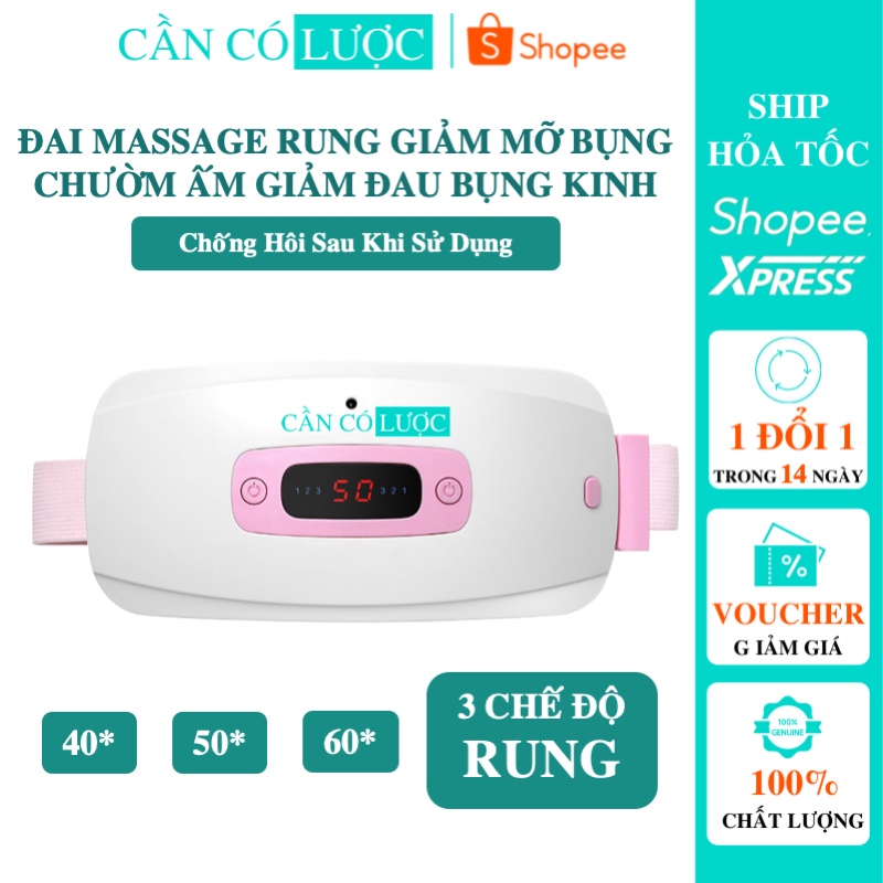 Máy Massage Bụng Giảm Mỡ Bụng Giảm Cân 3 Cấp Độ, Túi Chườm Nóng Đau Bụng Kinh Cho Nữ Màn Hình Hiển Thị Nhiệt Độ Sạc Pin