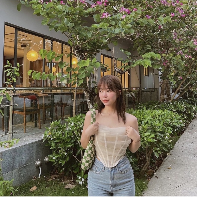 Áo cúp ngực voan , corset xương cá , quai định hình ngực ,kiểu xinh