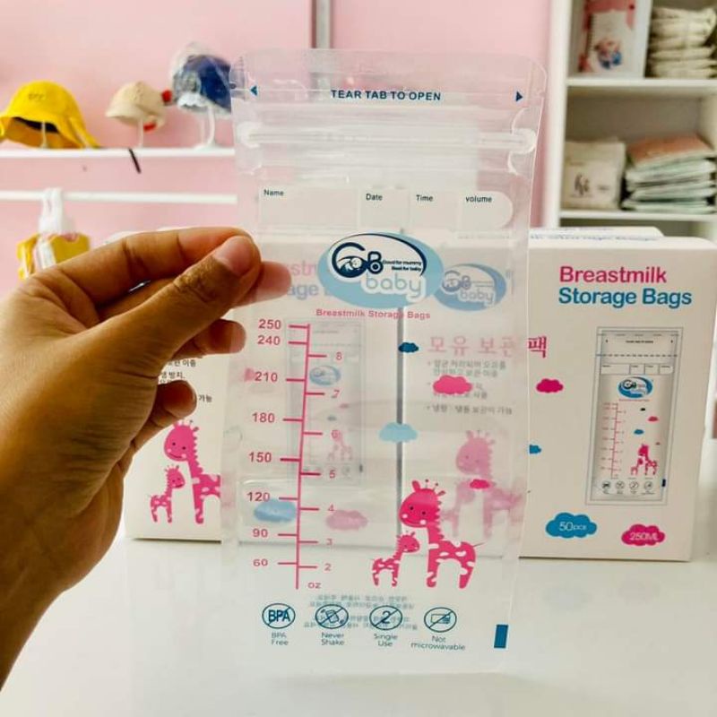 [kèm bút] Hộp 50 túi trữ sữa GB Baby 250ml HÀN QUỐC chính hãng