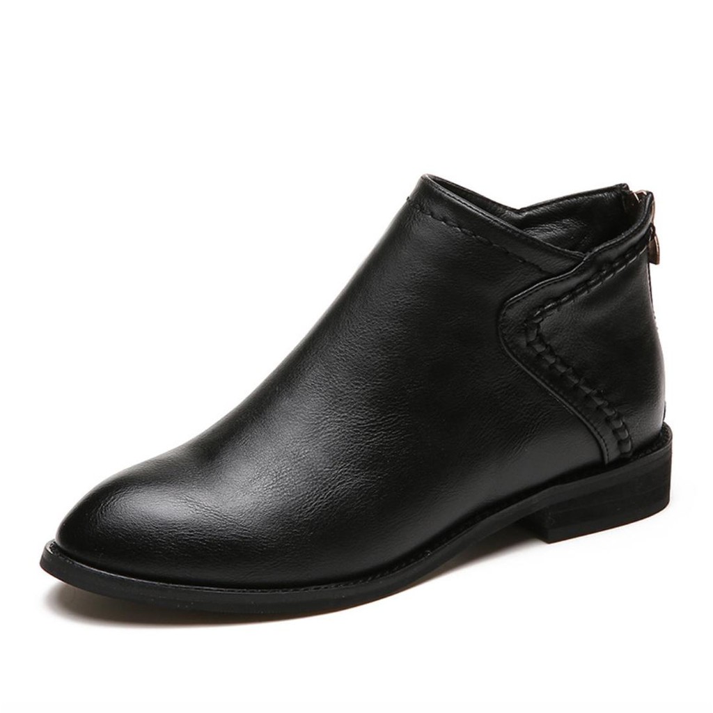 Boot cổ ngắn mũi nhọn màu đen THỜI THƯỢNG GBN9101