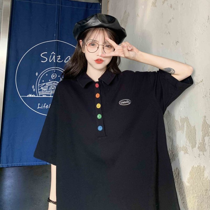 Áo Thun Polo Ngắn Tay Form Rộng Trẻ Trung Thời Trang Dành Cho Nữ | BigBuy360 - bigbuy360.vn
