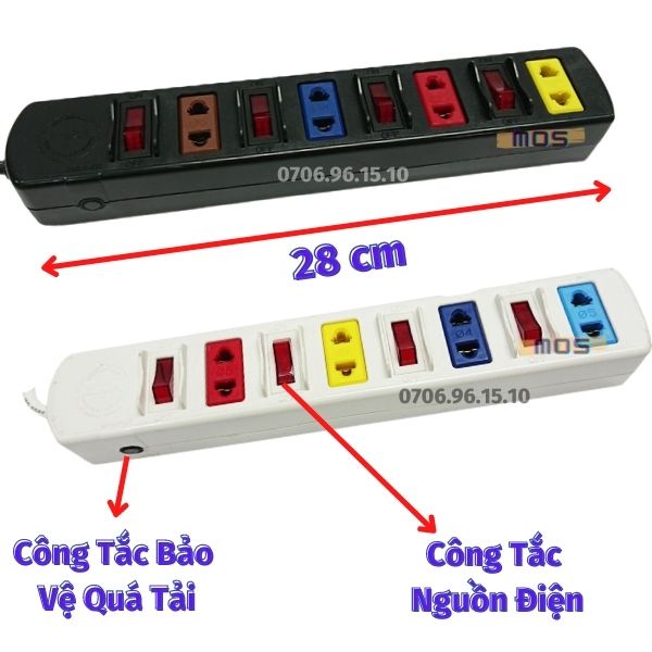 Ổ cắm điện 2 chấu Lioa ⚡⚡1 đổi 1⚡⚡ có công tắc bảo vệ quá tải kéo dài 3 mét/5 mét Mos Shop