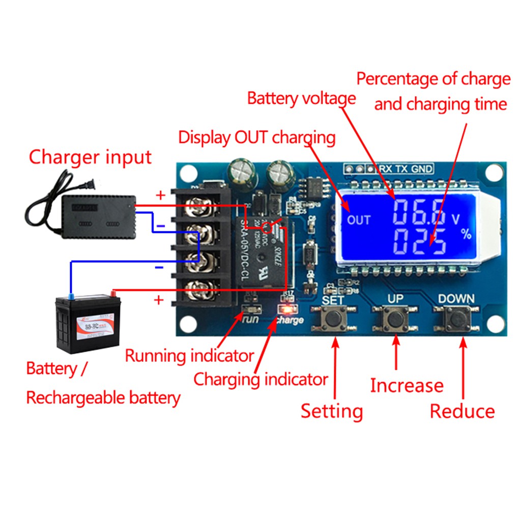 10A 6-60V Battery Charger Control Module Overcharge Protection Control Switch