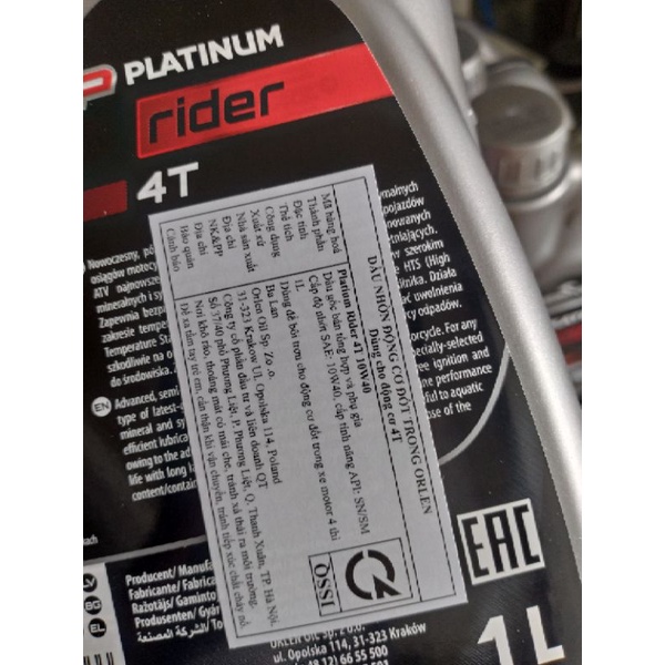 Nhớt Orlen Platinum 4t 10w40 nhập khẩu Ba Lan