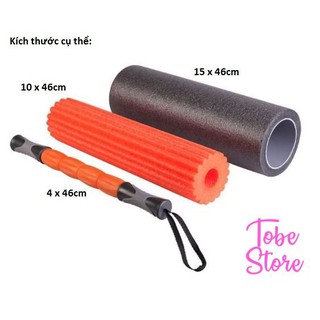 Bộ 3: roller & thanh massage tập gym, yoga, thể dục, thể thao