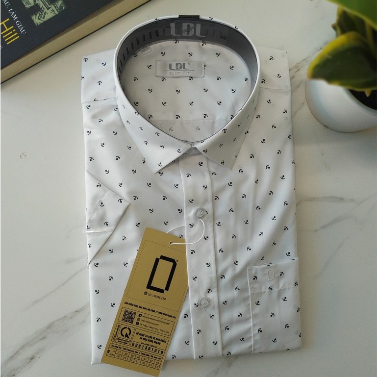 Áo sơ mi nam tay ngắn LDL, sơ mi công sở cao cấp  họa tết mỏ neo, chất liệu vải cao cấp size 38 39 40  41 42 43 | BigBuy360 - bigbuy360.vn