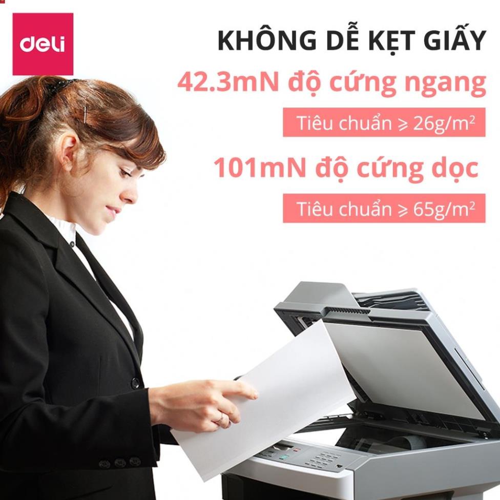 [MUA NHIỀU GIẢM THÊM] Giấy in A4 cao cấp Deli định lượng 70gsm - Tệp 500 tờ,  chống tích điện, chống lóa - W7401 .