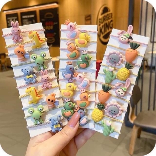 Vỉ 10 buộc/kẹp tóc cute cực xinh cho bé